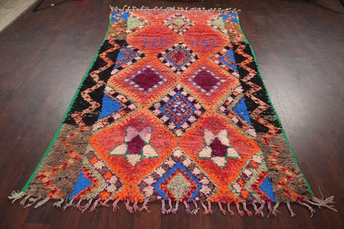 Vintage Berber Wool Hand-made Geometric Moroccan Oriental Area Rug 5x8 Carpet - Picture 12 of 18