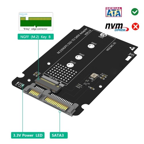 NGFFs SATAs SSDs to SATA3.0 2.5" Adapters NGFFs SSDs Converters RiserCard - Photo 4/8