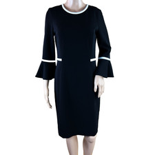 Calvin Klein Women's Black 3/4" Bell Sleeve Stretch Sheath Dress Size 6