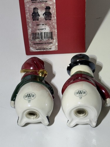 Waterford Holiday Heirlooms Snowy Village Salt & Pepper Shakers Snowman - Picture 3 of 4