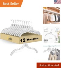 Elegant 12-Pack Crystal Cut Hangers - Durable Non-Slip for Coats  Suits