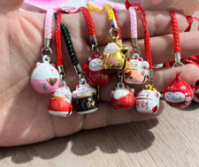 lot lucky cute cat Jingle Bells DIY Crafts Cartoon Lanyard Accessories key Chain