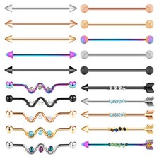 1x 14G Surgical Steel Cartilage Piercing Jewelry Bar Industrial Barbell Earring