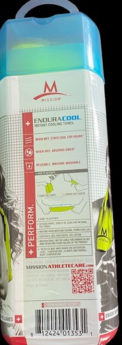 MISSION EnduraCool Instant Cooling Towel Green, 12” X 33” UPF 50, Polyester, New - Picture 5 of 6