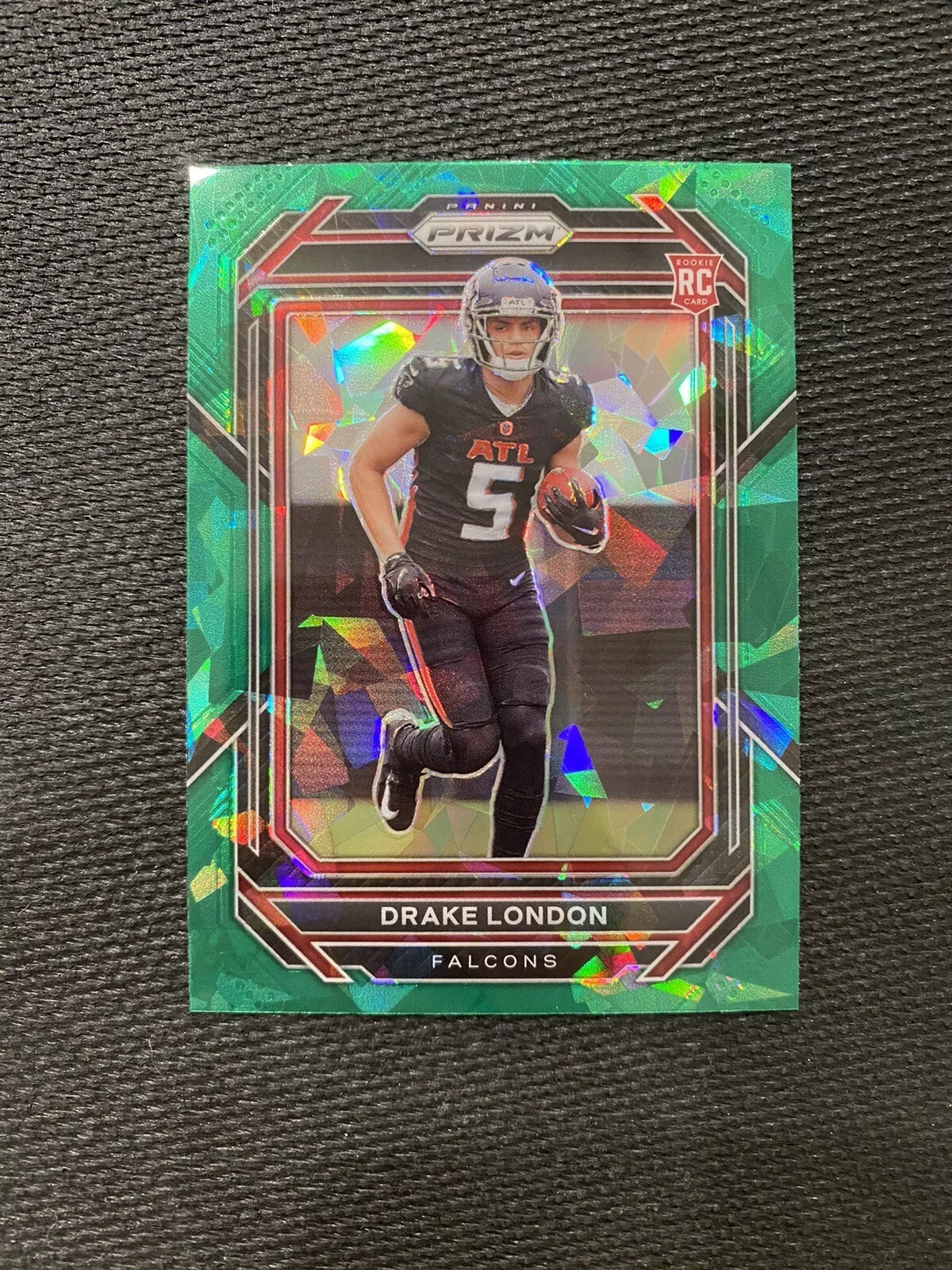 2022 Panini Prizm Drake London Rookie Card Green Ice Prizm SSP #308 Falcons RC