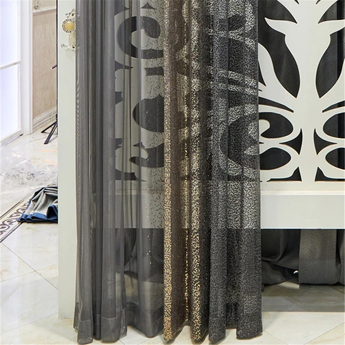 Modern Ombre Color Sheer Curtain with Sequins Shiny Voile Sheer Curtain 2 Panels - Bild 15 von 43