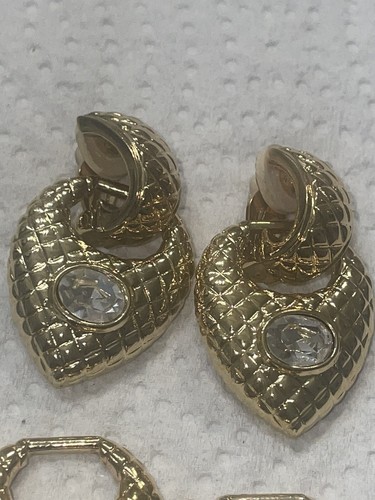 Vintage Gold Tone Premier Design Earrings Clip-on Door Knocker / Convertible - Picture 7 of 20