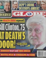 Globe Magazine Bill Clinton Johnny Depp Amber Heard Alec Baldwin Vivien Leigh