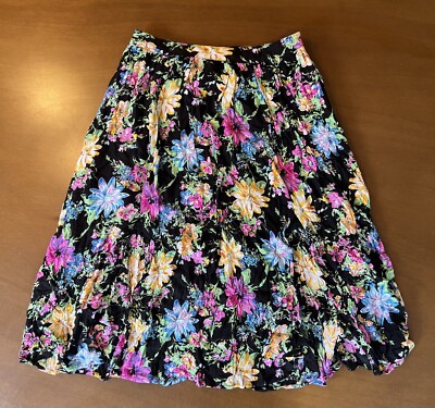 Lush floral print flowy slit skirt, midi knee length flowers Coachella festival