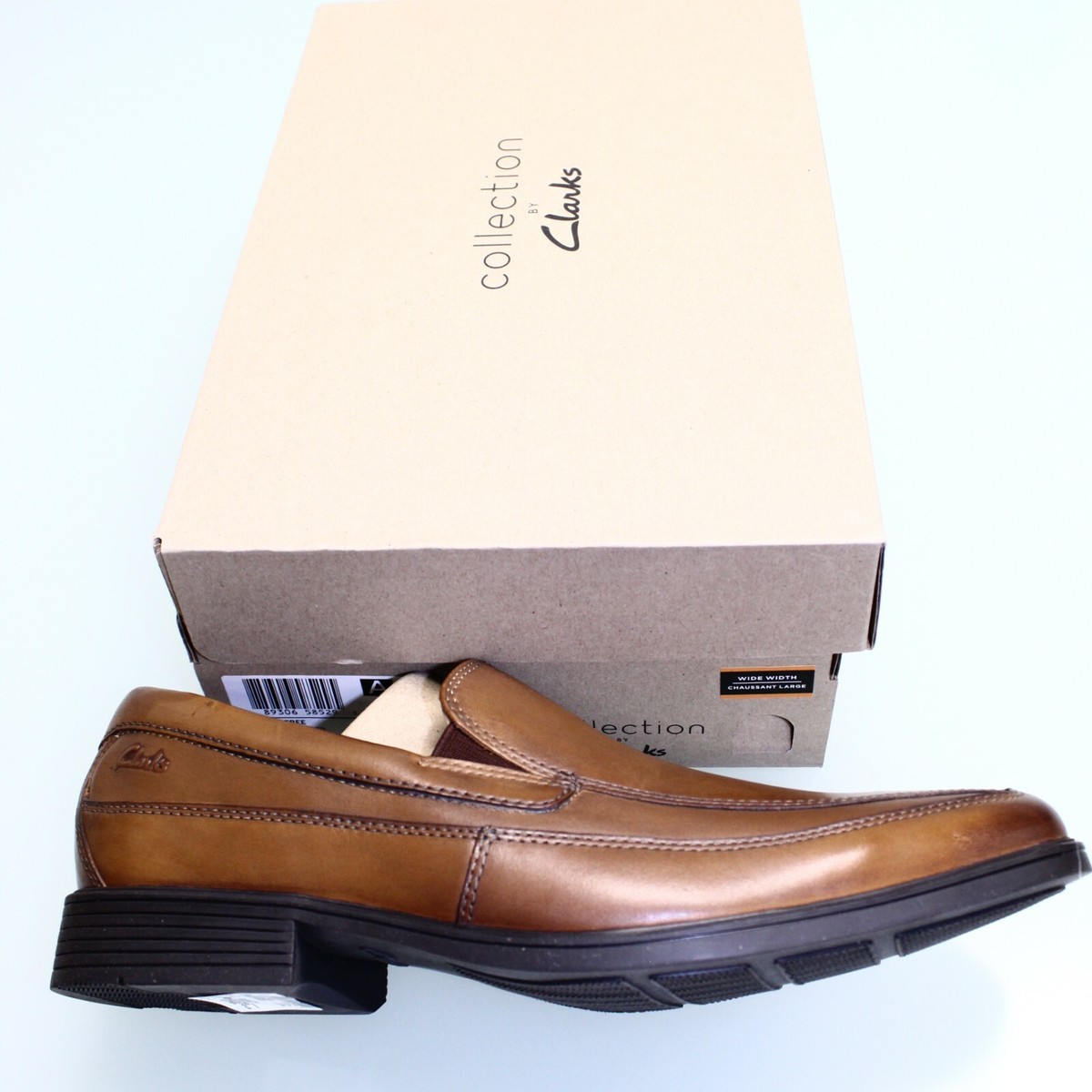 NIB - CLARKS Men's 'TILDEN FREE' 30098 Dark Tan LOAFER SHOES - 9