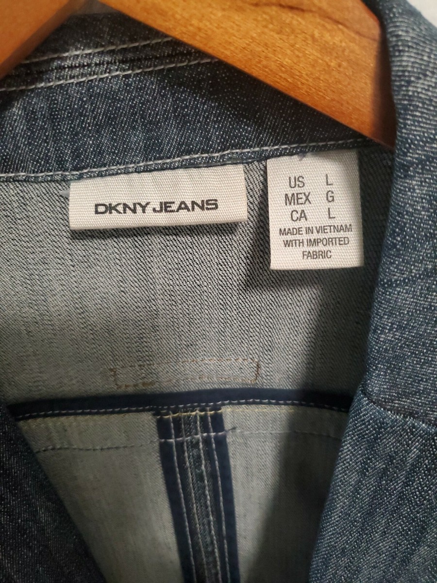 DKNY JEANS 異素材 デニムジャケットブラック ジップアップ Y2K M DKNY Jeans Denim Trucker Jacket Mens S Black Rinsed Dark Wash