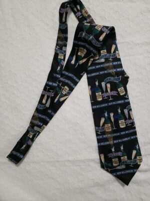 New Millenium Mens Tie with Champagne Bottles And Glasses