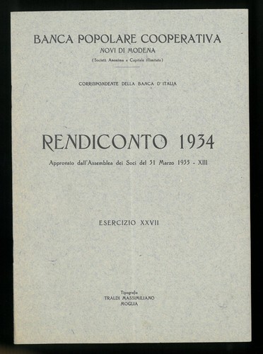 RENDICONTI BANCA POPOLARE COOPERTAIVA NOVI DI MODENA 1931 1933 1934 1936 - Picture 3 of 4
