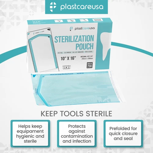 200 10" x 16" Large Self-Sealing Sterilization Pouch Sterilizer Bag Autoclave image 3