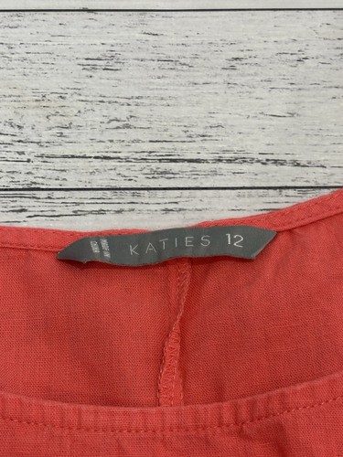 Katies Womens Dress Watermelon Sleeveless Tiered Maxi Linen Blend Boho Gypsy 12 - Picture 7 of 8