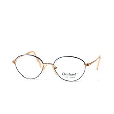 Vintage CHARMANT Titanium 7606 Gold/ Blue Round Eyeglasses 51-18-130mm B140