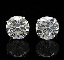 8 Ct Round Cut VVS1/D GRA Certified Moissanite Stud Earrings 14k White Gold 10mm