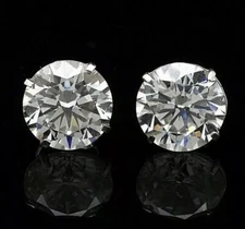 8 Ct Round Cut VVS1/D GRA Certified Moissanite Stud Earrings 14k White Gold 10mm