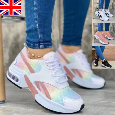 Womens Lace Up Trainers Ladies Running Flat Comfy Fitness