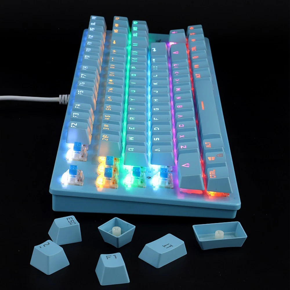 87-Key Mechanical Gaming Keyboard with Blue Axis and Plug-and-Play Design