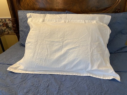 IKEA White 100% Cotton Pillow Sham Standard Damask Scrolls Floral Set of 2 - Picture 2 of 24