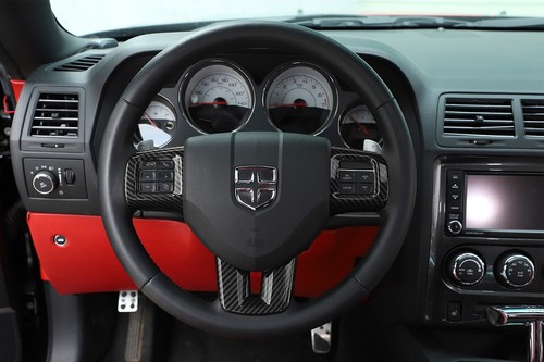 Cubierta decorativa de borde de volante para cargador Dodge Challenger 09-14 fibra de carbono - Imagen 4 de 11