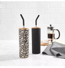 Member's Mark 24-oz Stainless Steel Insulated Tumblers w/ Wood Lids, 2 pack New