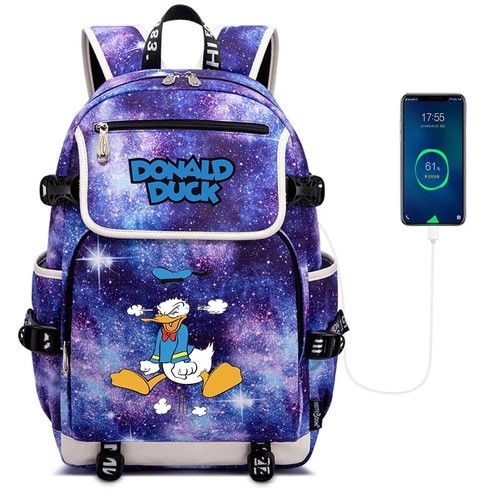 Disney Donald Duck USB Lade Laptop Reiserucksack Schüler Schulranzen - Bild 14 von 56