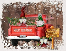 Sublimation Print Christmas Gnome Old Truck Ready to Press Heat Transfer