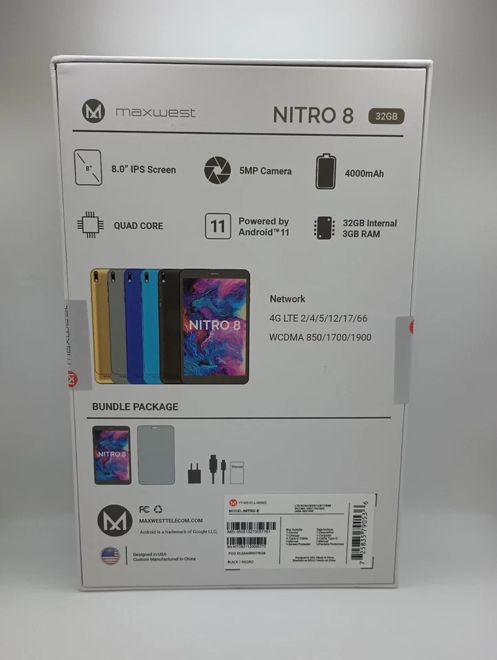 Maxwest Nitro 8 32GB MXN81ww WiFi LTE Tablet Bundle NEW - Image 2 of 4