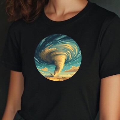 T-Shirt Frauen Tornado Wüstenlandschaft Motiv Baumwolle Größe S bis 3XL