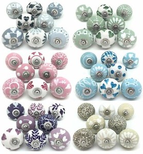 Set of 4 Vintage Cupboard Ceramic Knobs Shabby Chic Drawer Door Pulls Handles