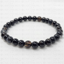 Natural Black Onyx Crystal Healing Chakra Gemstone Bead Bracelet Gem Stone