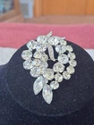 Eisenberg Ice Silver Tone Vintage Glass Rhinestone Layer Raised Vintage Brooch