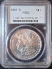 1881-S San Francisco Morgan Silver Dollar Old PCGS Holder MS62