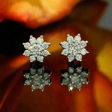 2Ct Round Cut Lab-Created Diamond Stud Earrings 14K White Gold Plated