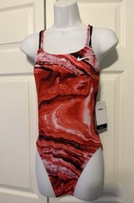 NWT Nike Women's 36 WMS 10 Red Print Racerback One Piece Swimsuit Sport