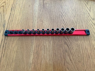 Snap on tools usa 5mm - 14mm 1/4'' drive chrome sockets + rail