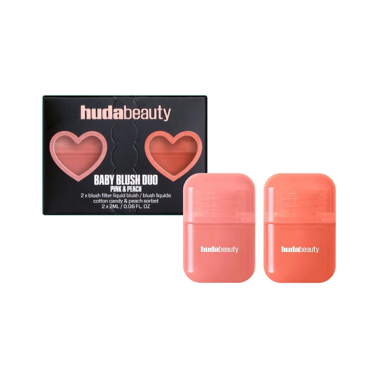 HUDA BEAUTY BABY BLUSH MINI KIT LIQUID FILTER BLUSHER COTTON CANDY PEACH SORBET