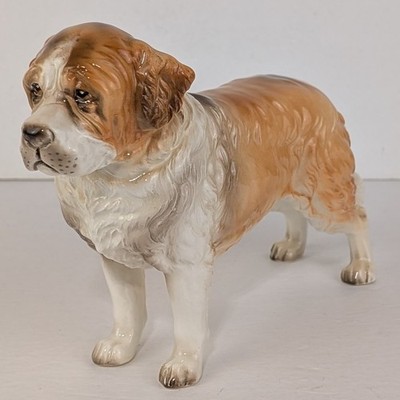 Vtg Shafford Japan Blue Ribbon Saint Bernard Porcelain Figurine 8.25  (168 TSC)