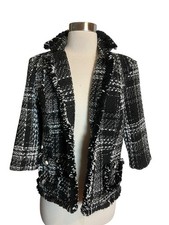 Joseph Ribkoff Tweed Jacket Size 10 Black White Open front