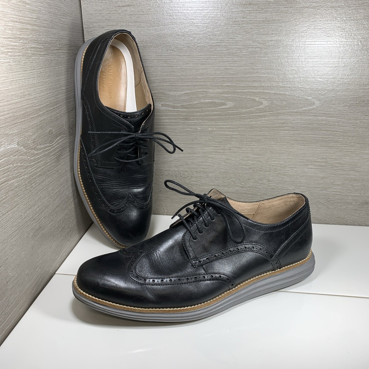 Cole Haan Mens Original Grand Shortwing Black Oxford Dress Shoe