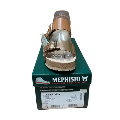 Mephisto Lissandra Camel Bronze Wedge Comfort Sandal Womens 9 Leather NEW in Box - Image 1 of 4