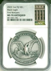 2023 Fiji S$1 Black Eagle 1 Oz. .999 Ultra High Relief FR NGC MS70 Antiqued COA