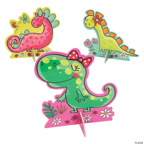 Girl Dinosaur Centerpieces - 3 Pc - Picture 1 of 1