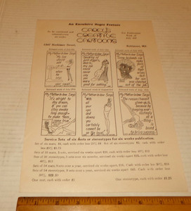 Carey’s Creative Cartoons African American Cartoon Comics 1931 Advertising Flyer