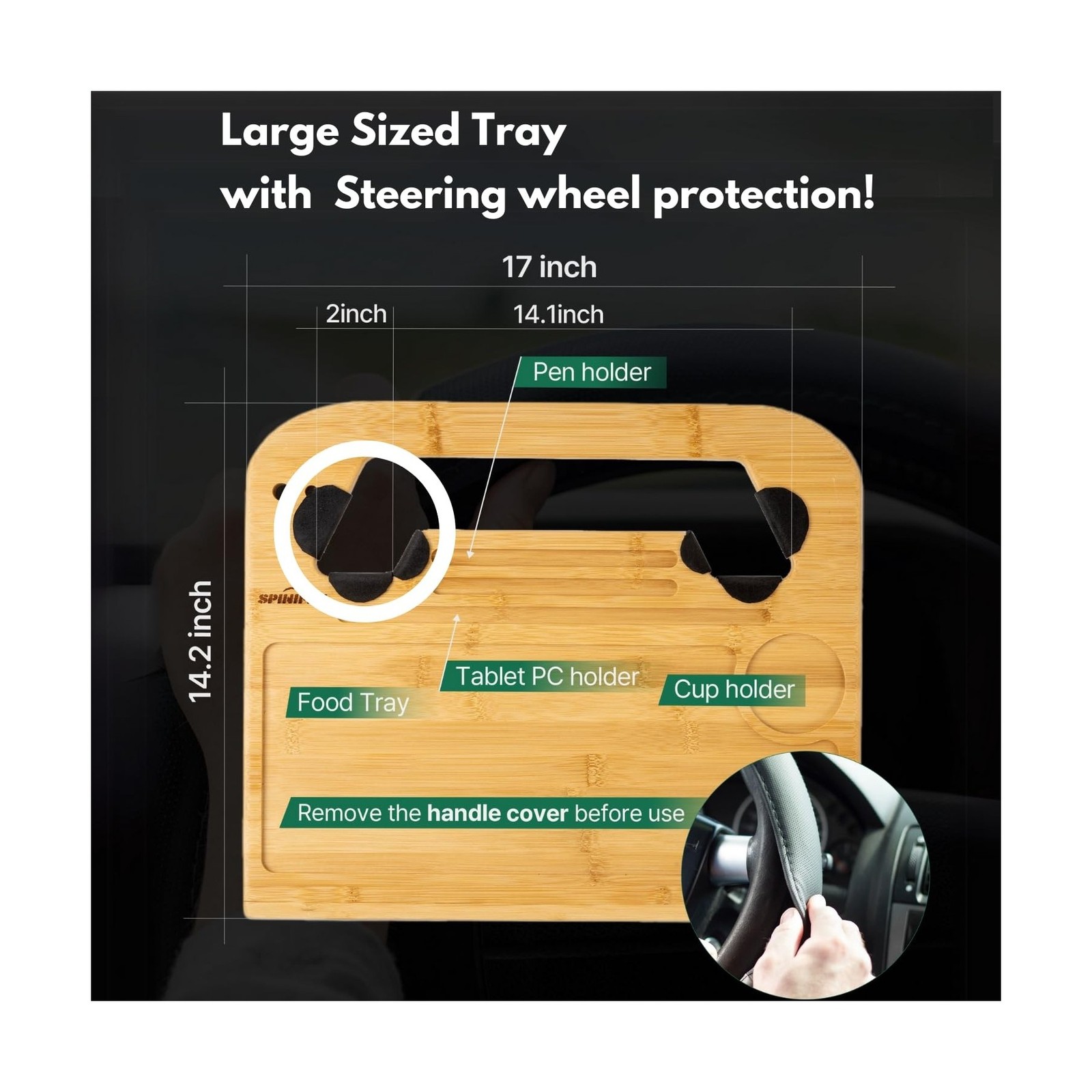 2 in 1 Steering Wheel Tray – Car Tray & Food Table – Car Essentials  thumbnail 5