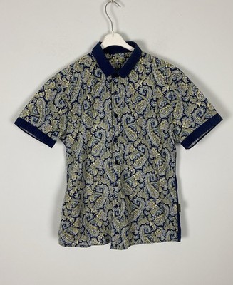 ETRO Milano Paisley Pattern All Over Print Short Sleeve Button Up Shirt Size M/L