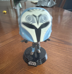 Star Wars Blue Helmet Bobblehead-Style Figurine Statue on Display Base