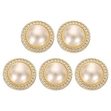 5pcs Gold Faux Pearl Buttons 25mm Plastic Round Sewing Craft Button #3